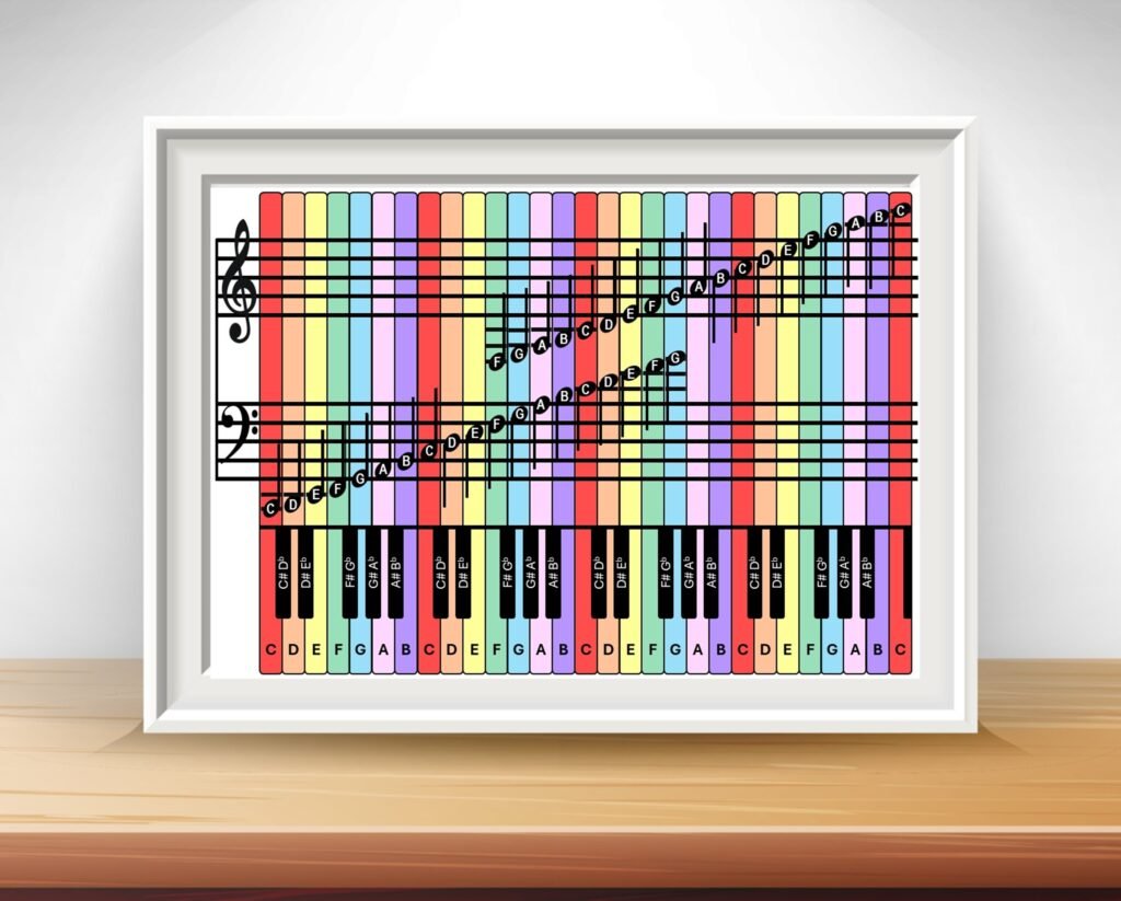 Four octaves piano notes