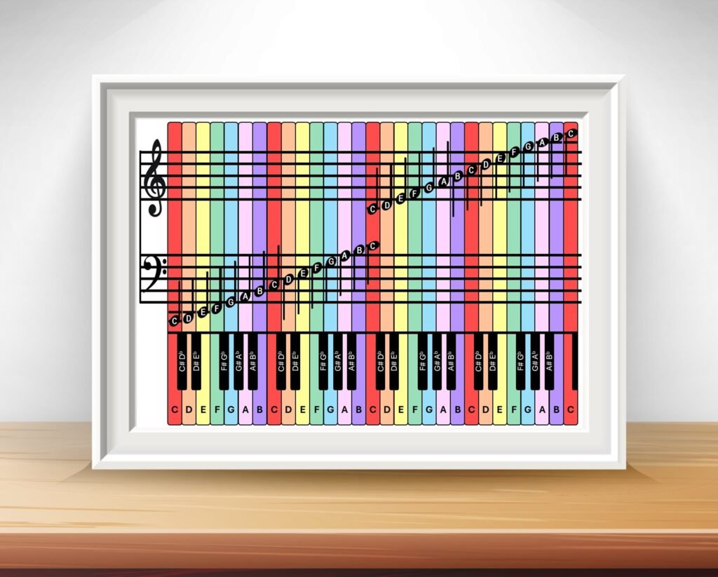 Four octaves piano notes