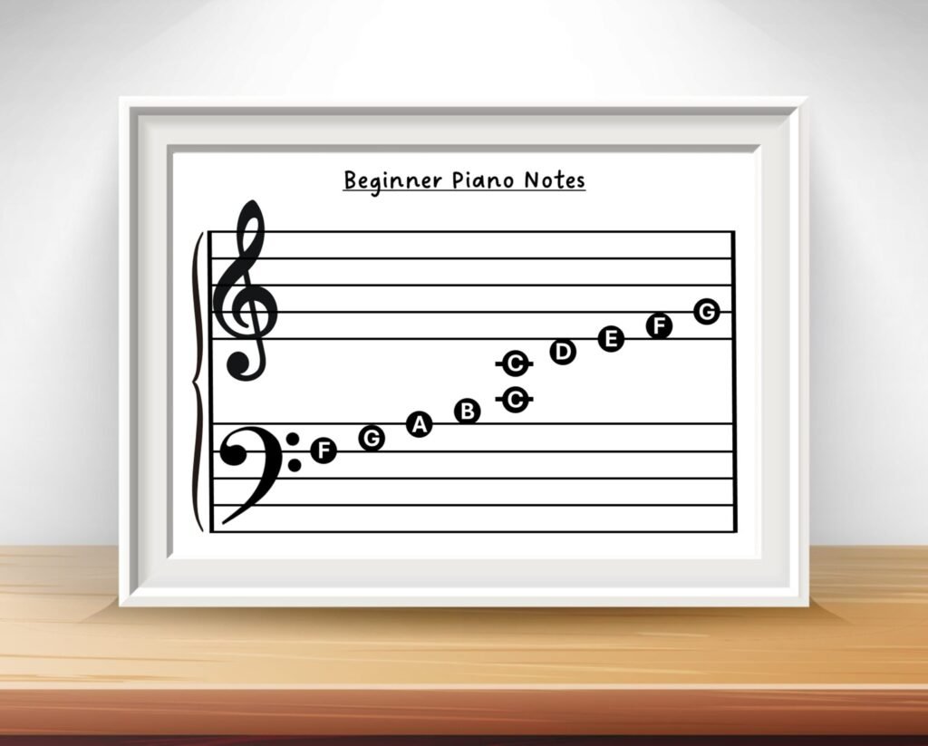Beginner piano note poster
