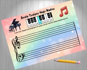 Manuscript Music Sheet with 1 Octave Piano Template - Brain Trainer Note Maker