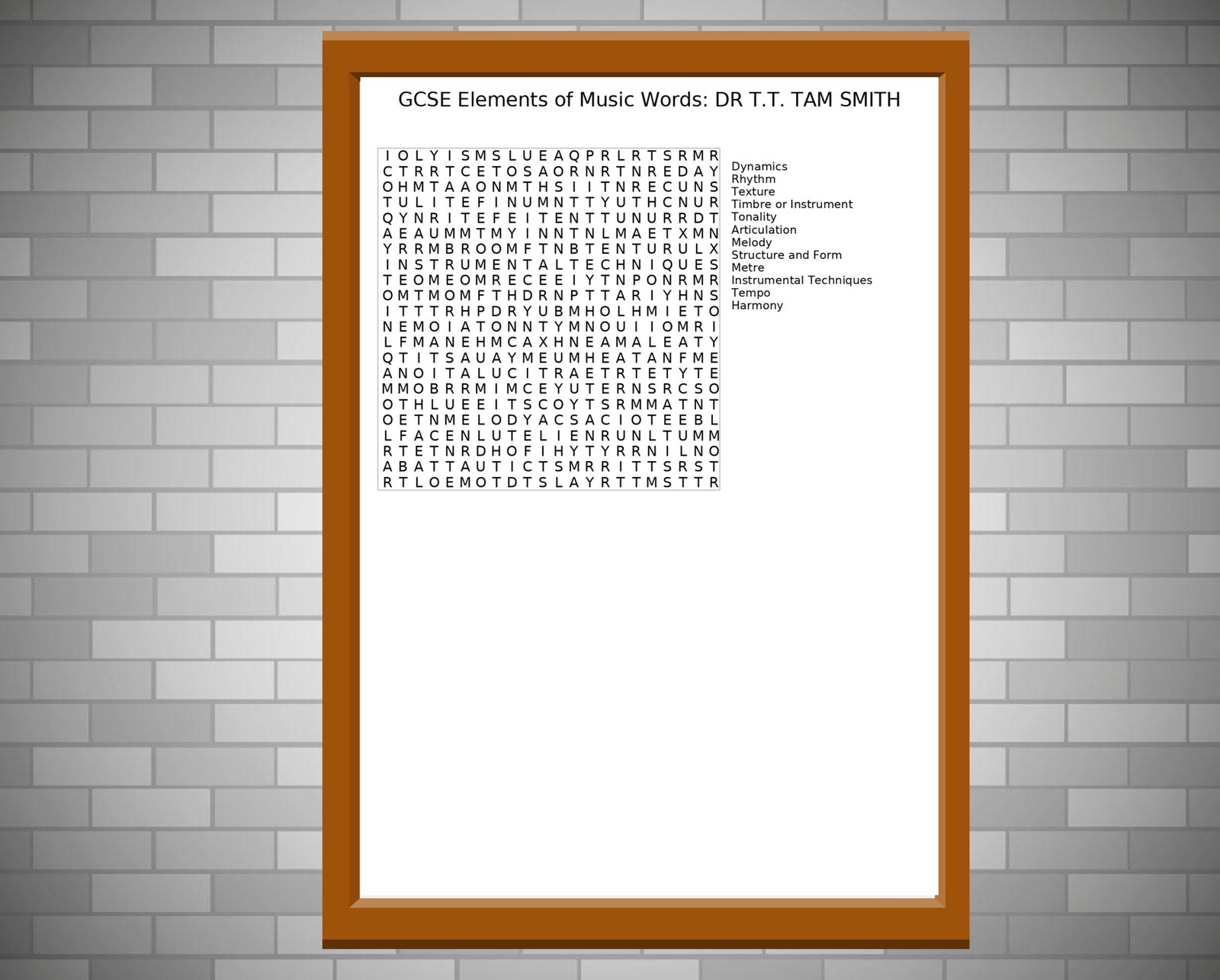 Elements of music wordsearch