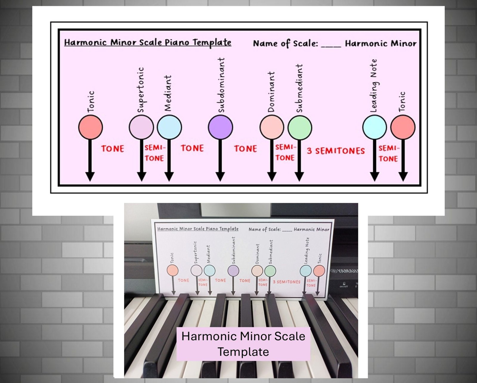 Harmonic Minor Scale Piano Template