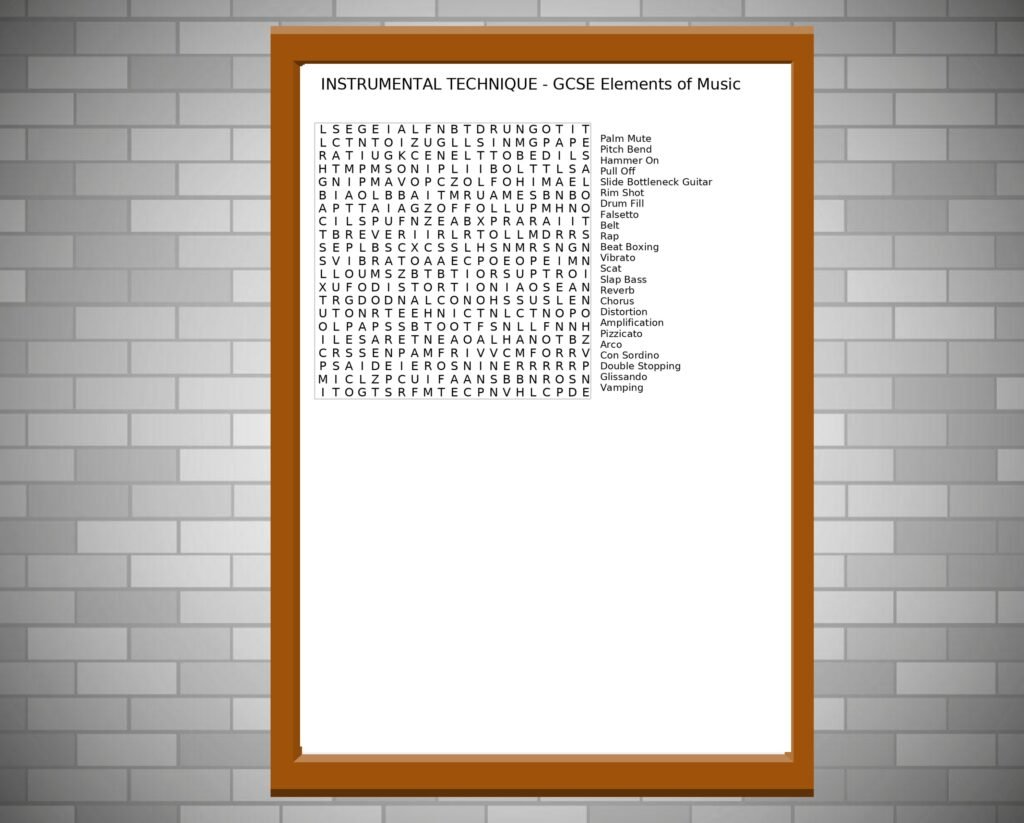 Instrumental Technique Wordsearch