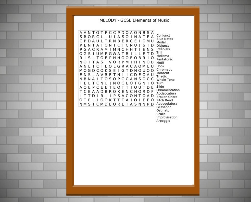 GCSE Music Melody Wordsearch