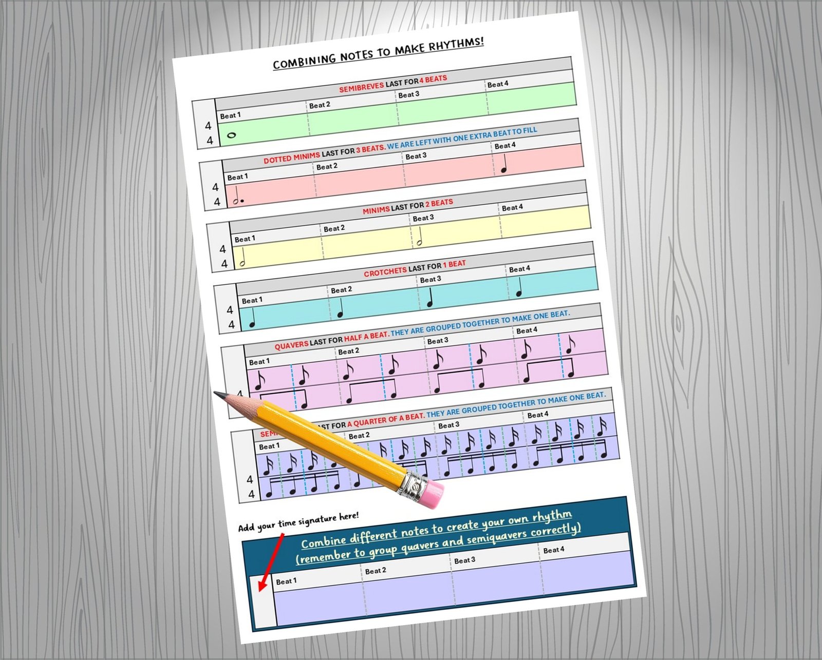 Beginner notes composition worksheet