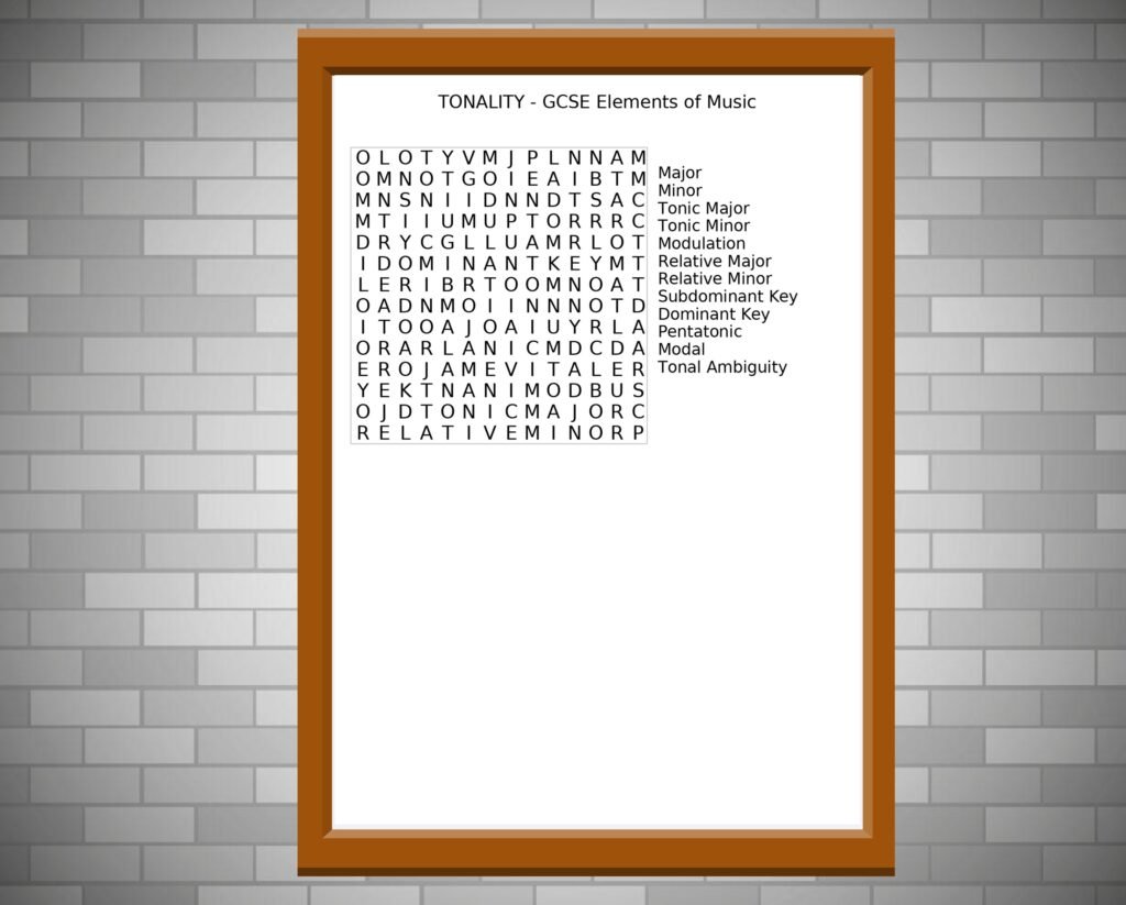 GCSE Music Tonality Wordsearch