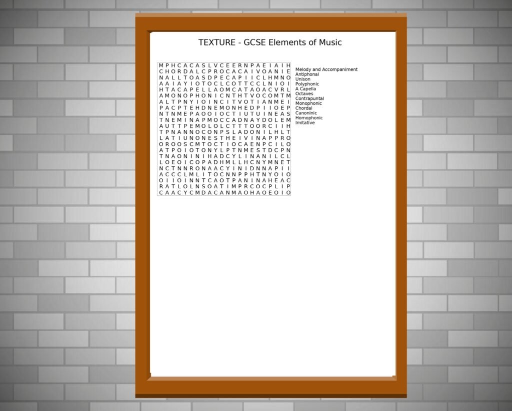 GCSE Music Texture Wordsearch